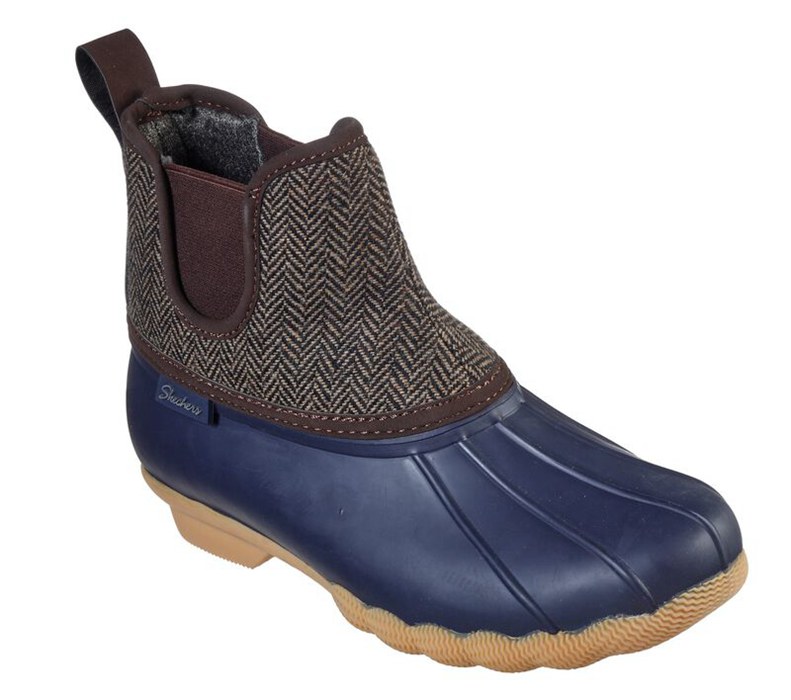 Skechers Pond - Staying Dry - Womens Boots Navy/Brown [AU-BW2846]